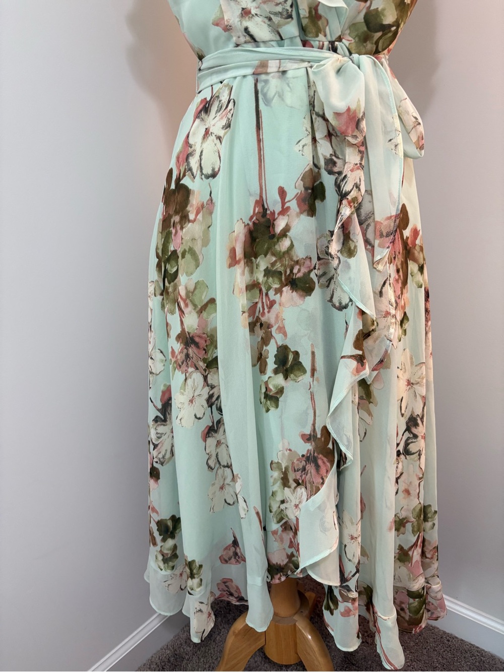 Mint Floral Ruffled Dress - Picture 3 of 14